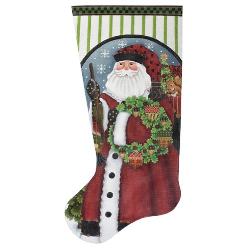 Acorn Santa Stocking Painted Canvas Melissa Shirley Designs  - 1