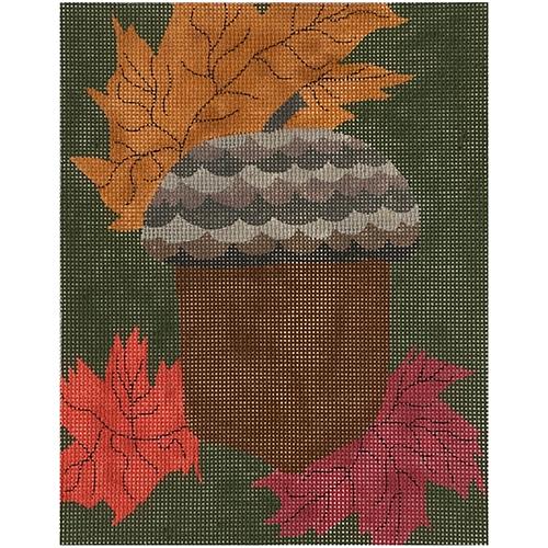 Acorn with Leaves Painted Canvas ditto! Needle Point Works 
