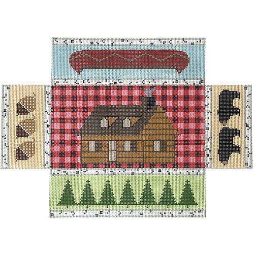 Adirondack Cabin Brick Cover Painted Canvas Silver Needle 