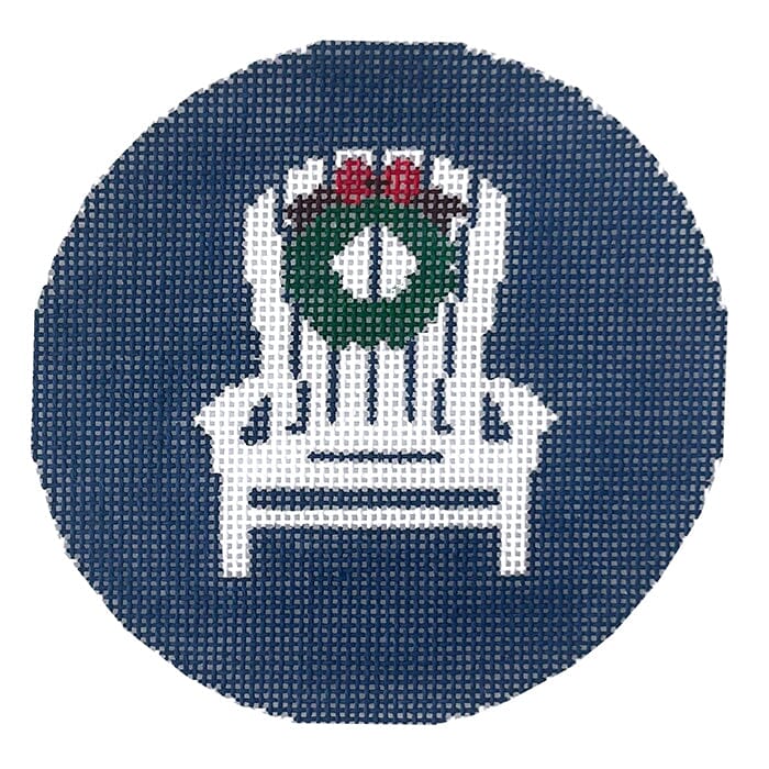 Adirondack Chair with Wreath on Blue Painted Canvas Kristine Kingston 