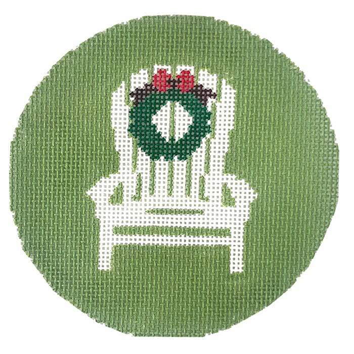 Adirondack Chair with Wreath on Green Painted Canvas Kristine Kingston 