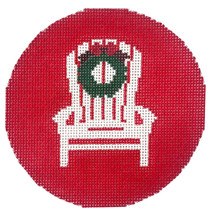 Adirondack Chair with Wreath on Red Painted Canvas Kristine Kingston 