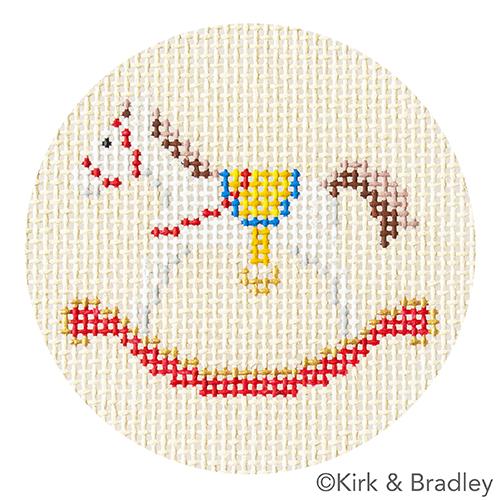 Advent Ornaments   Rocking Horse Painted Canvas Kirk & Bradley 
