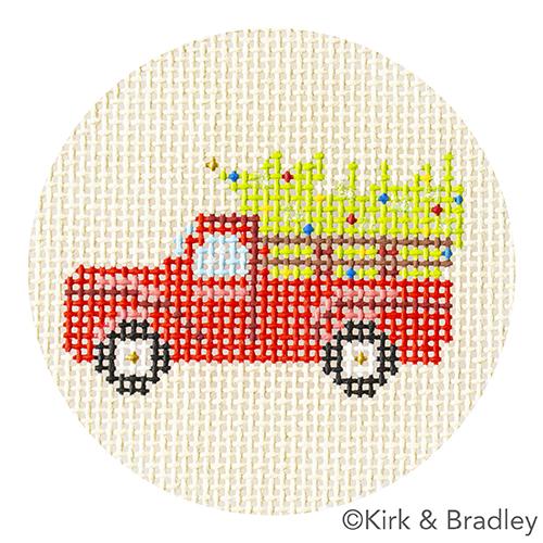Advent Ornaments - Truck with Tree Painted Canvas Kirk & Bradley 