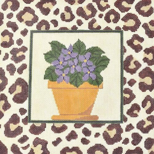 African Violet Pillow Painted Canvas J. Child Designs  - 1