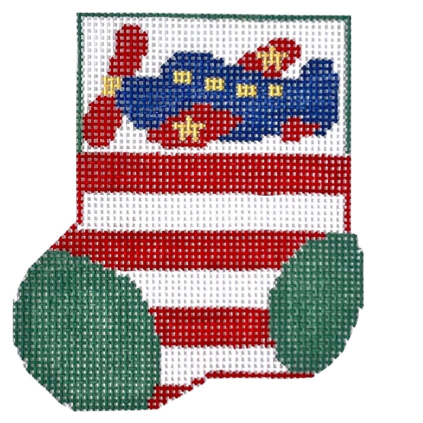 Airplane Mini Stocking Painted Canvas Kathy Schenkel Designs  - 1
