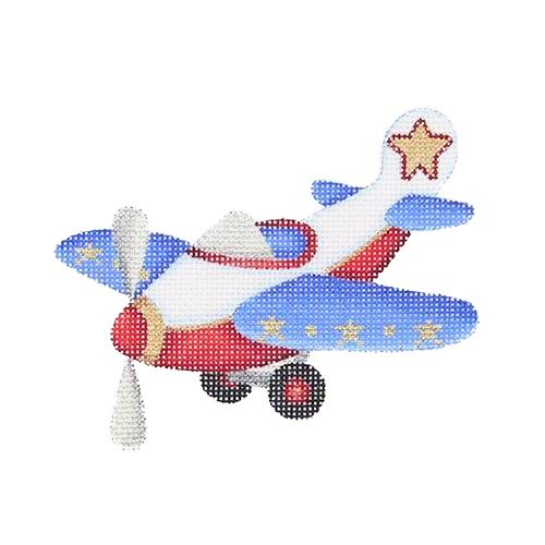 Airplane Ornament with Stitch Guide Painted Canvas Burnett & Bradley 