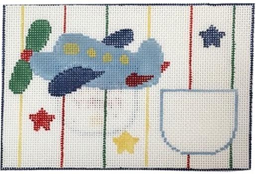 Airplane Tooth Fairy Pillow Painted Canvas Kathy Schenkel Designs  - 1