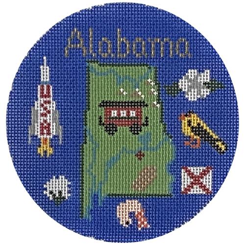 Alabama Ornament Painted Canvas Silver Needle 
