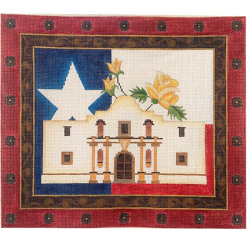 Alamo Yellow Rose on 18 Painted Canvas Ewe & Eye 