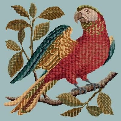 Alister the Parrot Needlepoint Kit Kits Elizabeth Bradley Design Pale Blue 
