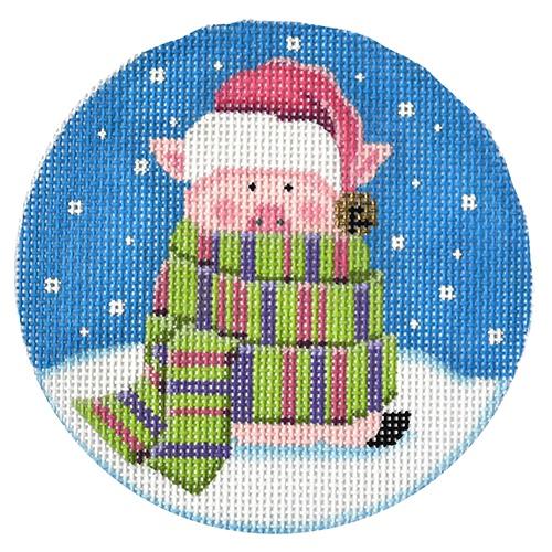 All Wrapped Up Pig Ornament Painted Canvas Pepperberry Designs 
