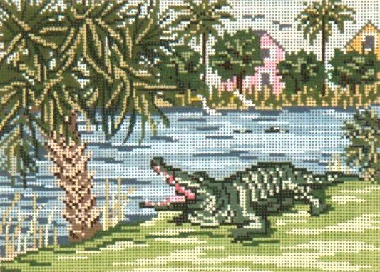 Alligator Alley on 13 Painted Canvas Needle Crossings 