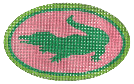 Alligator Oval Painted Canvas Kate Dickerson Needlepoint Collections 
