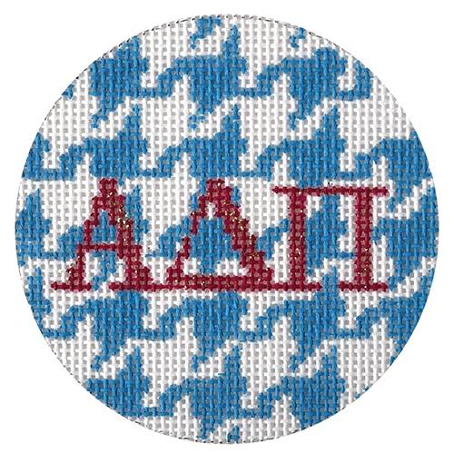 alpha delta pi 3" mini round Painted Canvas Kate Dickerson Needlepoint Collections  - 1