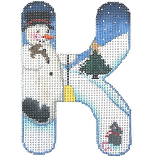 Alpha Snowman Painted Canvas Associated Talents K 

