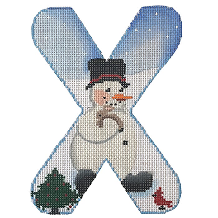 Alpha Snowman Painted Canvas Associated Talents X 
