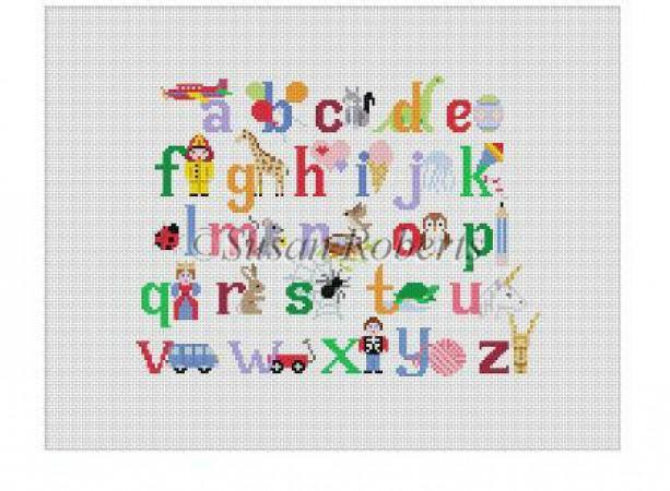 Alphabet Characters for Sudberry Chair Painted Canvas Susan Roberts Needlepoint Designs Inc. 