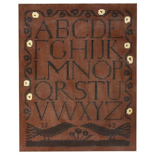 Alphabet Sampler Painted Canvas Birds of a Feather 