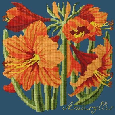 Amaryllis Needlepoint Kit Kits Elizabeth Bradley Design Dark Blue 
