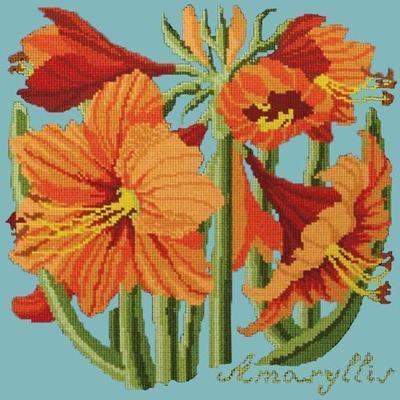 Amaryllis Needlepoint Kit Kits Elizabeth Bradley Design Duck Egg Blue 
