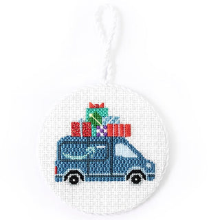 Amazon Holiday Delivery Truck with Stitch Guide Painted Canvas Vallerie Needlepoint Gallery 
