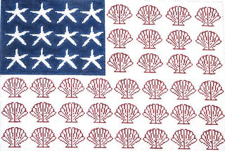 American Flag / Clam Shells Painted Canvas HSN Designs 
