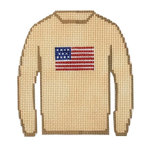 American Flag Sweater Painted Canvas Morgan Julia Designs  - 1