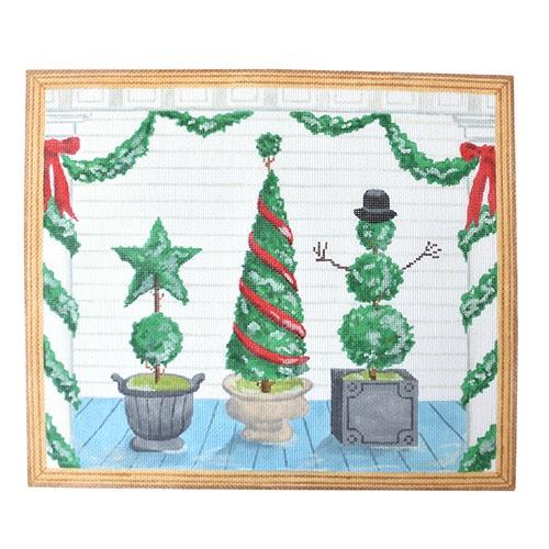 American front porch--Winter Painted Canvas Kate Dickerson Needlepoint Collections 