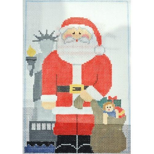 American Traditional Santa Painted Canvas Kathy Schenkel Designs 