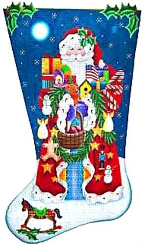 Americana Santa Painted Canvas Rebecca Wood Designs  - 1