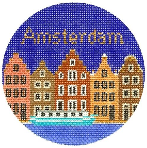 Amsterdam Ornament Painted Canvas Silver Needle  - 1