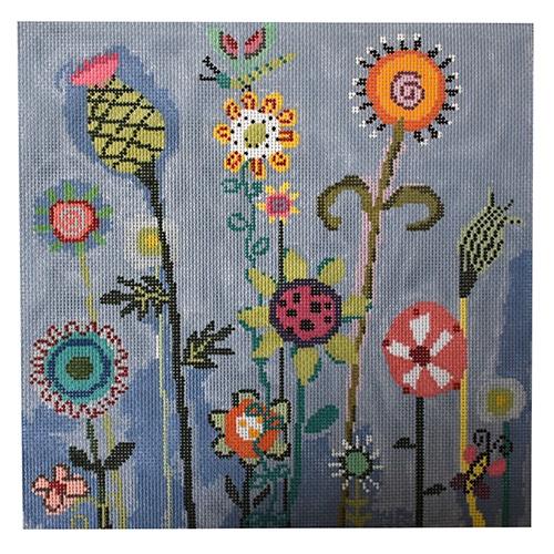 Amy's Blue Garden Painted Canvas Birds of a Feather  - 1
