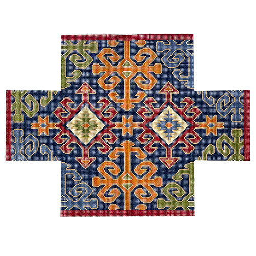 Anatolian Kilim Brick Cover   Multi on Navy Painted Canvas CanvasWorks  - 1