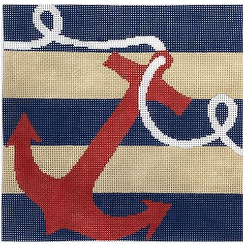 Anchor on Stripes Painted Canvas CBK Needlepoint Collections 