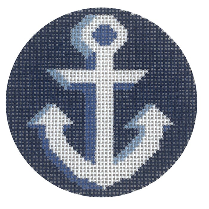 Anchor Round - Blue Painted Canvas Love MHB Studio 