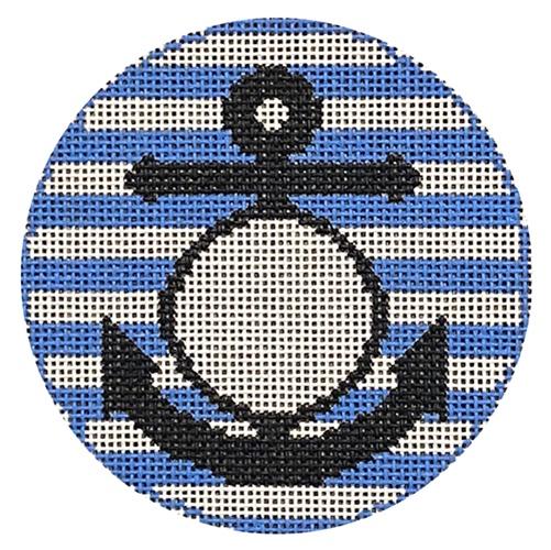 Anchor Round Painted Canvas Rachel Donley  - 1