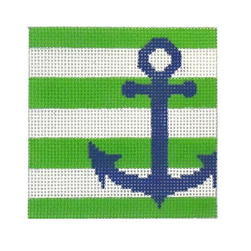 Anchor Stencil Insert - Green Painted Canvas Two Sisters Needlepoint 