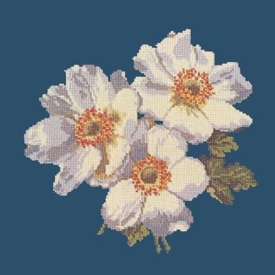 Anemone Needlepoint Kit Kits Elizabeth Bradley Design Dark Blue 
