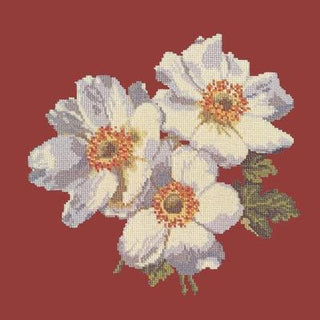 Anemone Needlepoint Kit Kits Elizabeth Bradley Design Dark Red 
