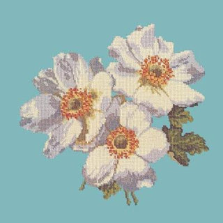 Anemone Needlepoint Kit Kits Elizabeth Bradley Design Duck Egg Blue 
