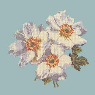 Anemone Needlepoint Kit Kits Elizabeth Bradley Design Pale Blue 
