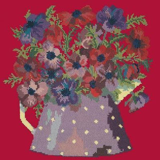 Anemone Pitcher Needlepoint Kit Kits Elizabeth Bradley Design Bright Red 

