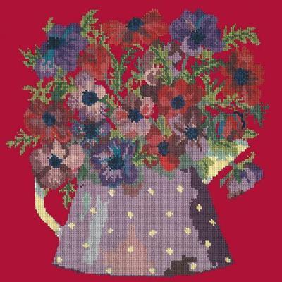 Anemone Pitcher Needlepoint Kit Kits Elizabeth Bradley Design Bright Red 
