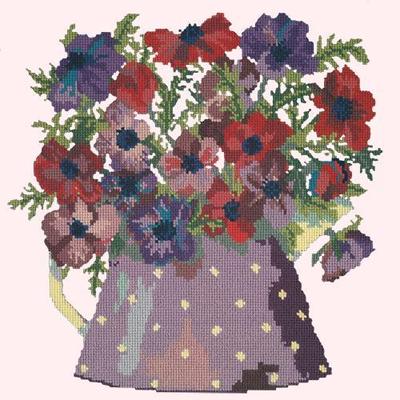 Anemone Pitcher Needlepoint Kit Kits Elizabeth Bradley Design Cream 
