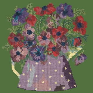 Anemone Pitcher Needlepoint Kit Kits Elizabeth Bradley Design Dark Green 
