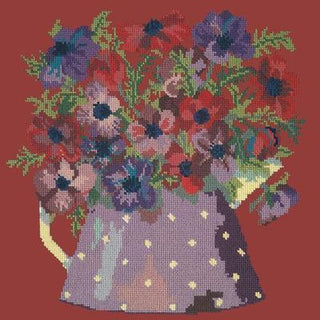 Anemone Pitcher Needlepoint Kit Kits Elizabeth Bradley Design Dark Red 
