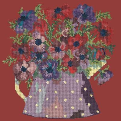 Anemone Pitcher Needlepoint Kit Kits Elizabeth Bradley Design Dark Red 
