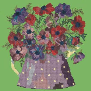 Anemone Pitcher Needlepoint Kit Kits Elizabeth Bradley Design Grass Green 
