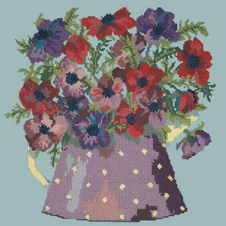 Anemone Pitcher Needlepoint Kit Kits Elizabeth Bradley Design Pale Blue 
